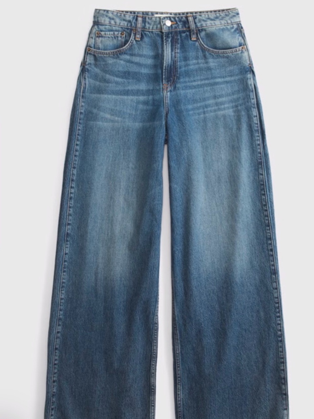 A&F High Rise Wide Leg Jean size 28 Short, in Medium wash with raw hem